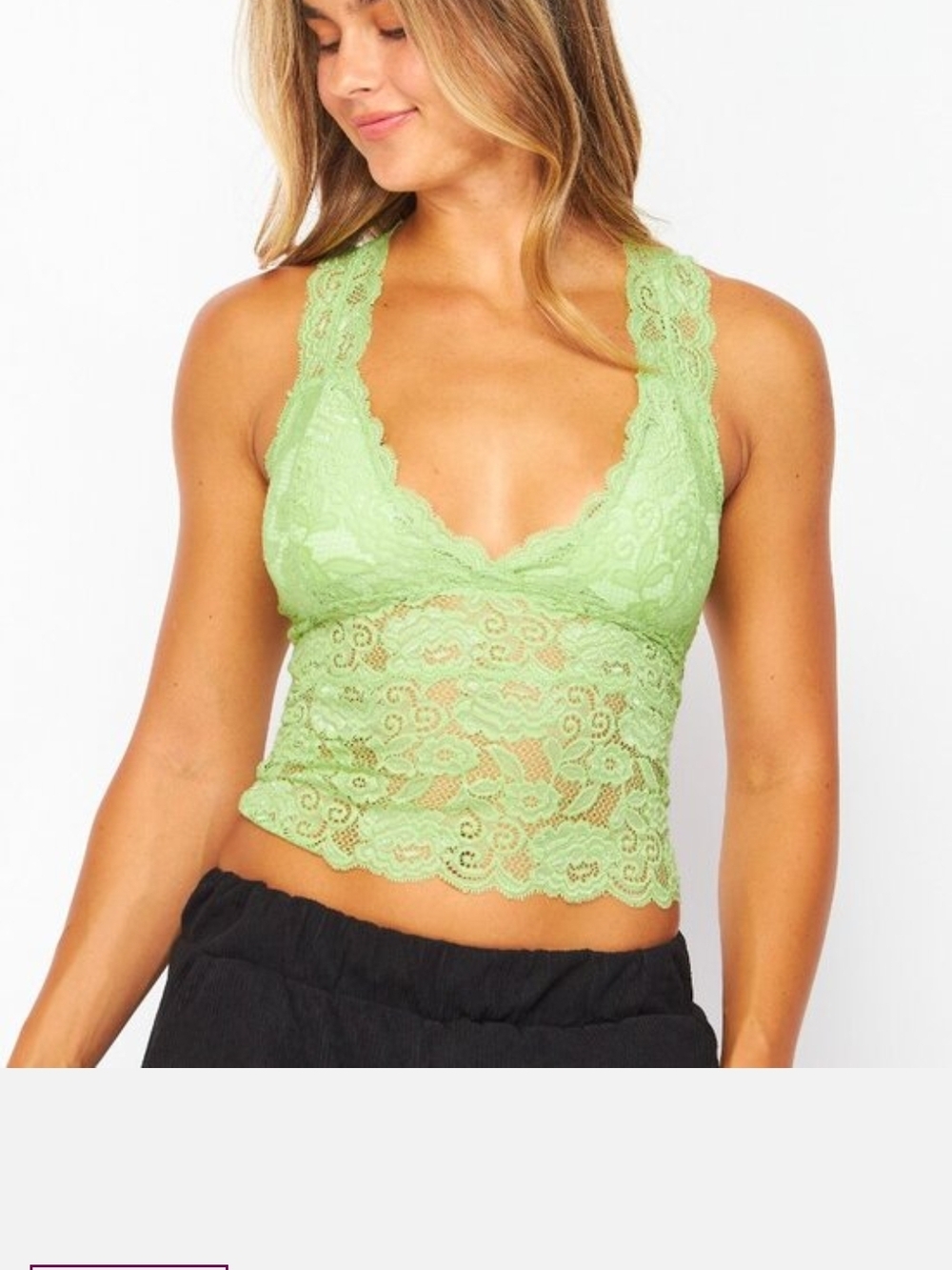 Lace Racerback Camisole Tank Top - Light Green